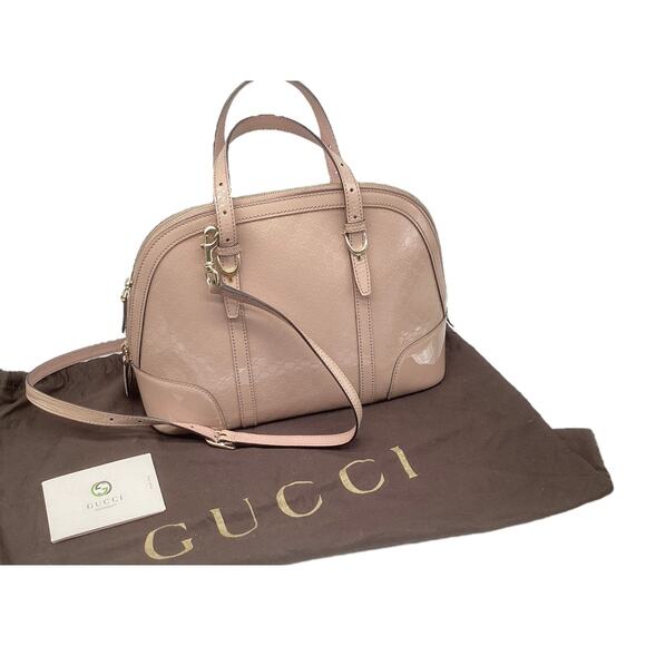 Gucci Nice Microguccissima Patent Leather Small Top Handle Bag in Dusty Rose - Picture 6 of 8